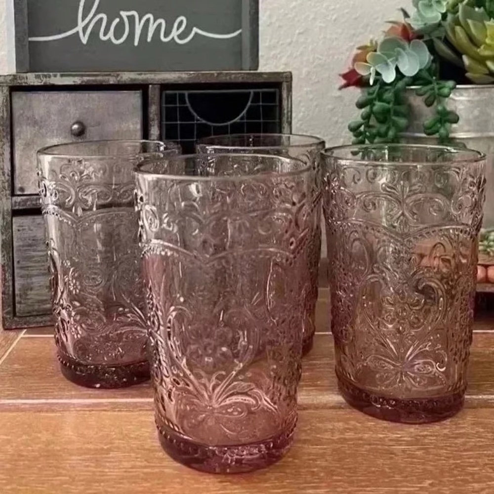 4 New Pioneer Woman Rose Amelia Glassware Beautiful Set